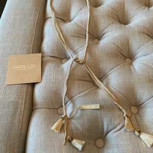 Chan Luu skinny scarf necklace w/tassels